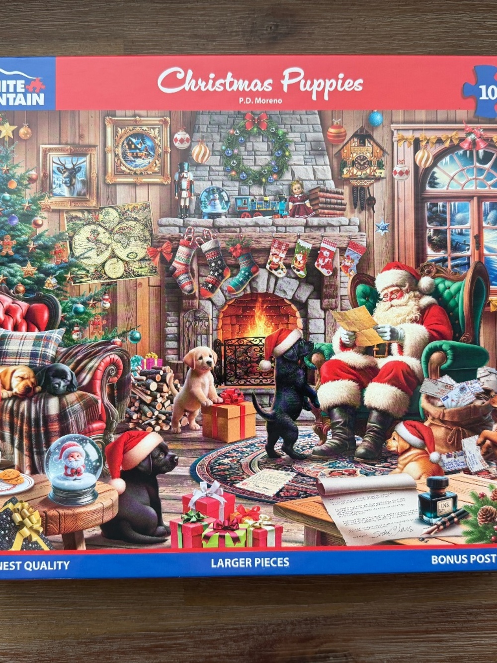 White Mountain Jigsaw Puzzle - Christmas Puppies - 1000pcs